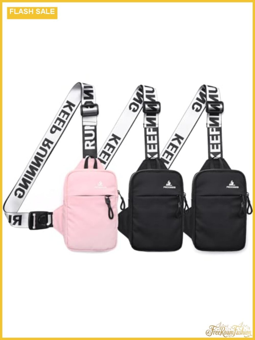 Peicees 3 Pack Mini Crossbody Sling Bag Water Resistant Nylon Fanny Pack
